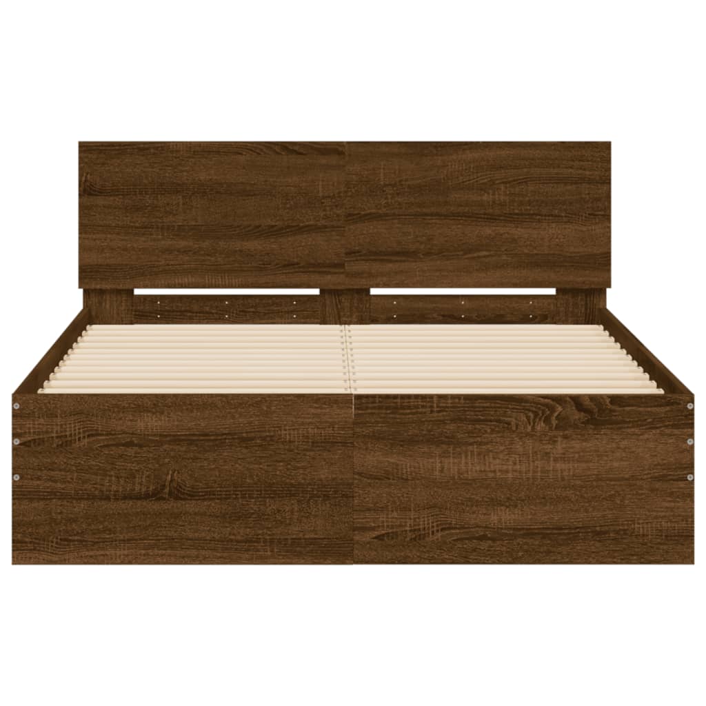 Bed Frame without Mattress Brown Oak 120x190 cm Small Double