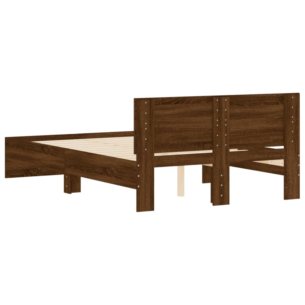 Bed Frame without Mattress Brown Oak 120x190 cm Small Double