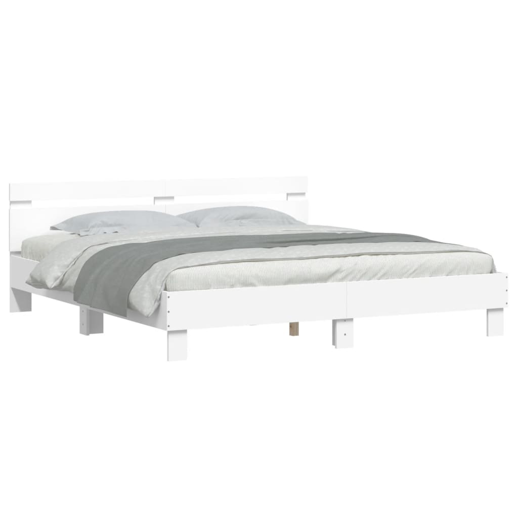 Modern Wooden Emperor Size 2m Bed Frame Base With Headboard & LED Light