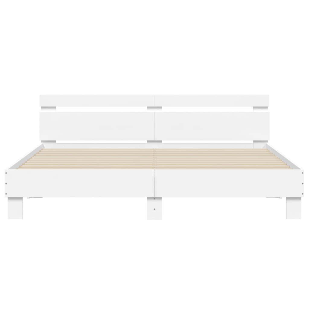Bed Frame with LED without Mattress White 200x200 cm