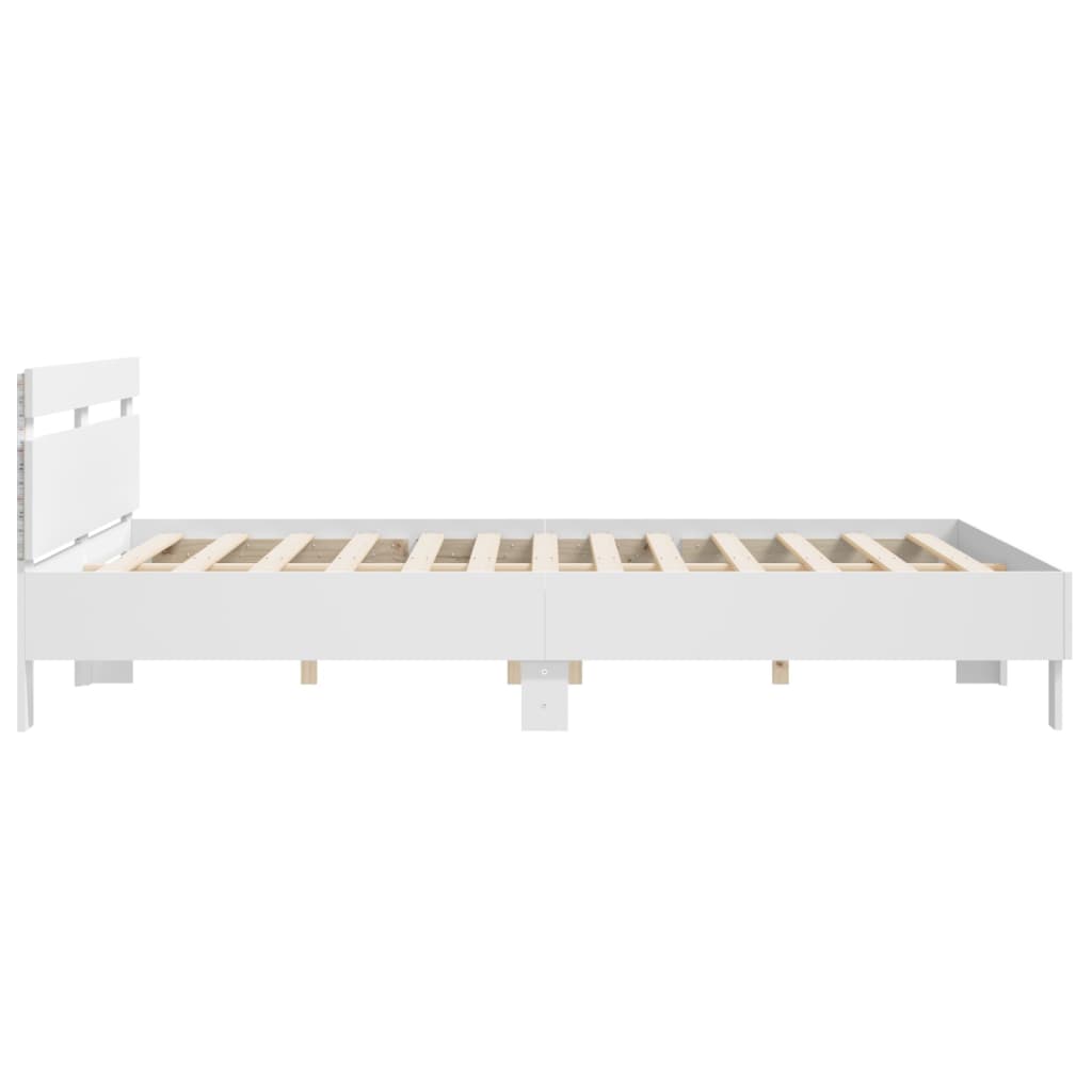 Modern Wooden Emperor Size 2m Bed Frame Base With Headboard & LED Light