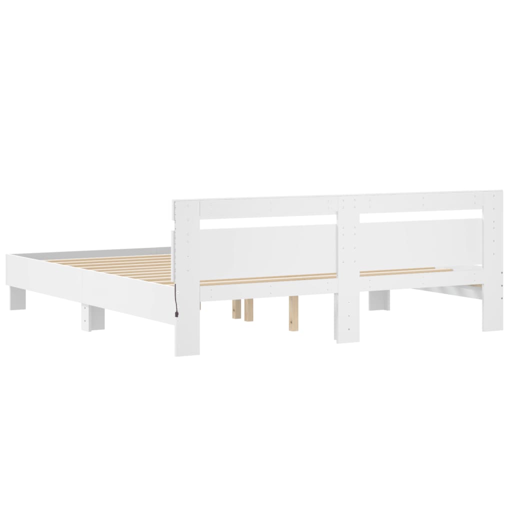 Modern Wooden Emperor Size 2m Bed Frame Base With Headboard & LED Light