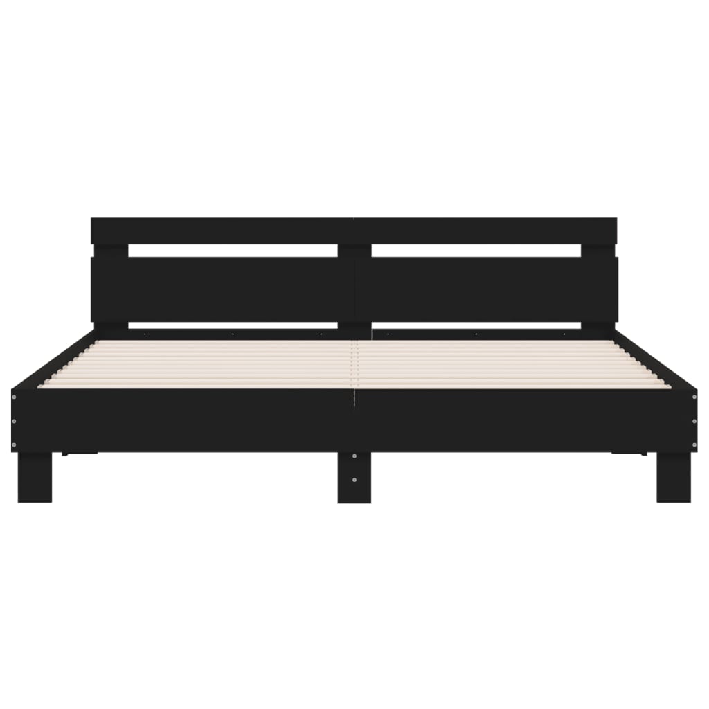 Modern Wooden Emperor Size 2m Bed Frame Base With Headboard & LED Light
