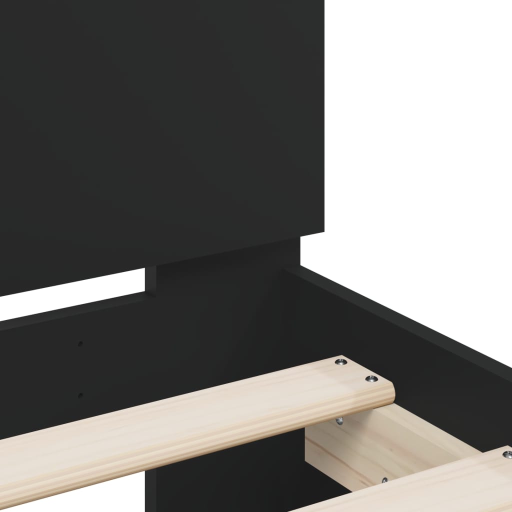 Modern Wooden Emperor Size 2m Bed Frame Base With Headboard & LED Light