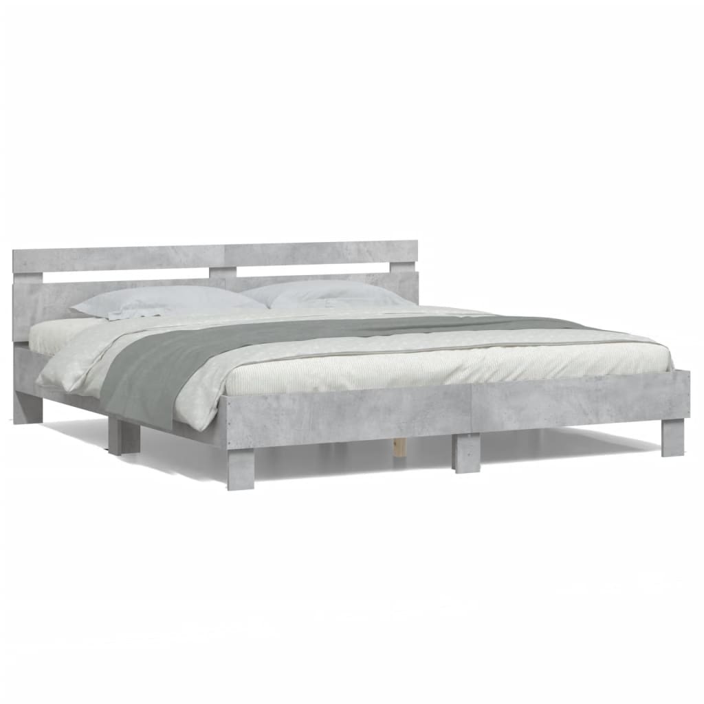 Modern Wooden Emperor Size 2m Bed Frame Base With Headboard & LED Light