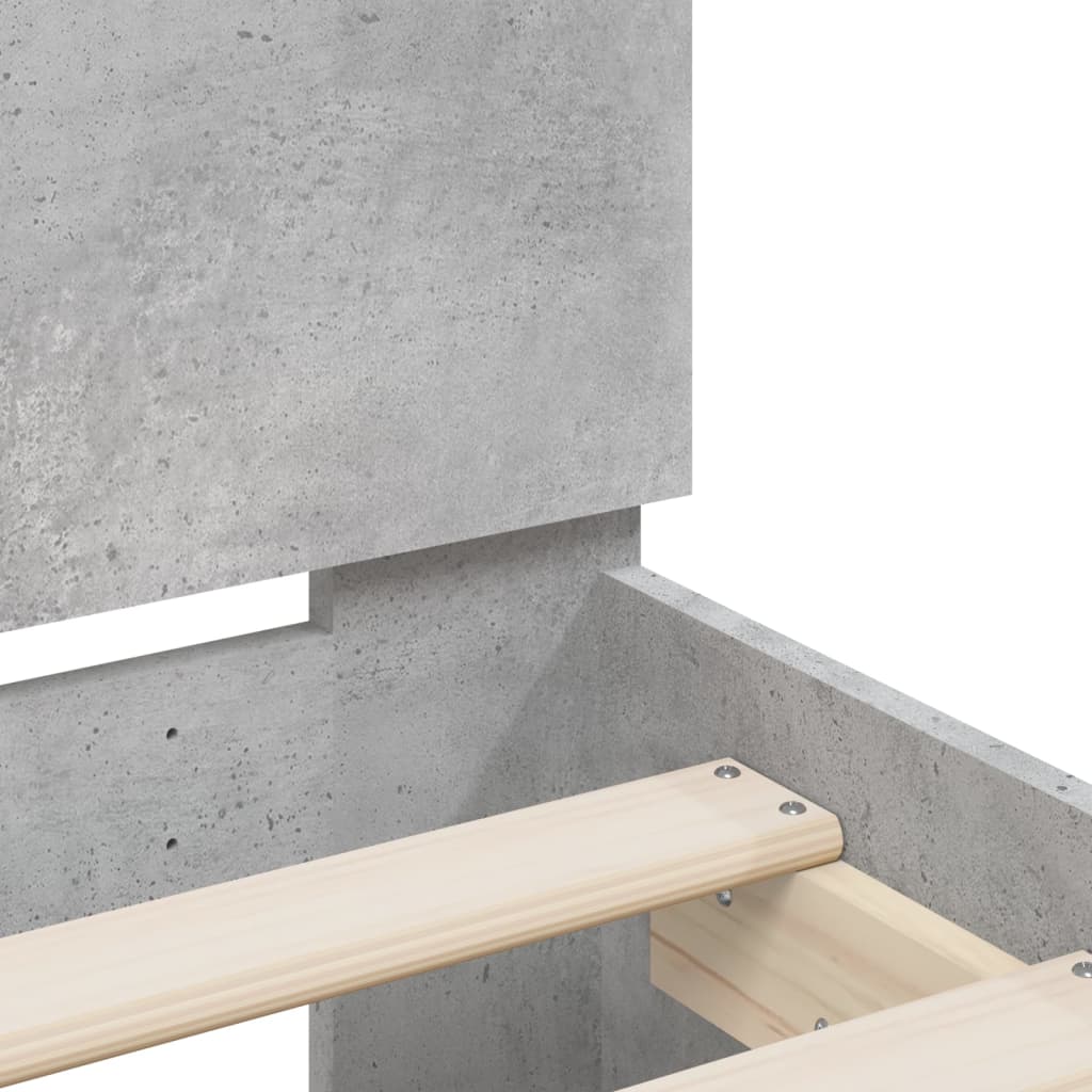 Bed Frame with LED without Mattress Concrete Grey 200x200 cm