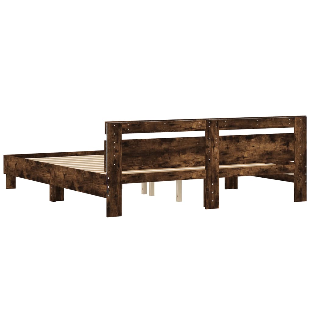 Modern Wooden Emperor Size 2m Bed Frame Base With Headboard & LED Light