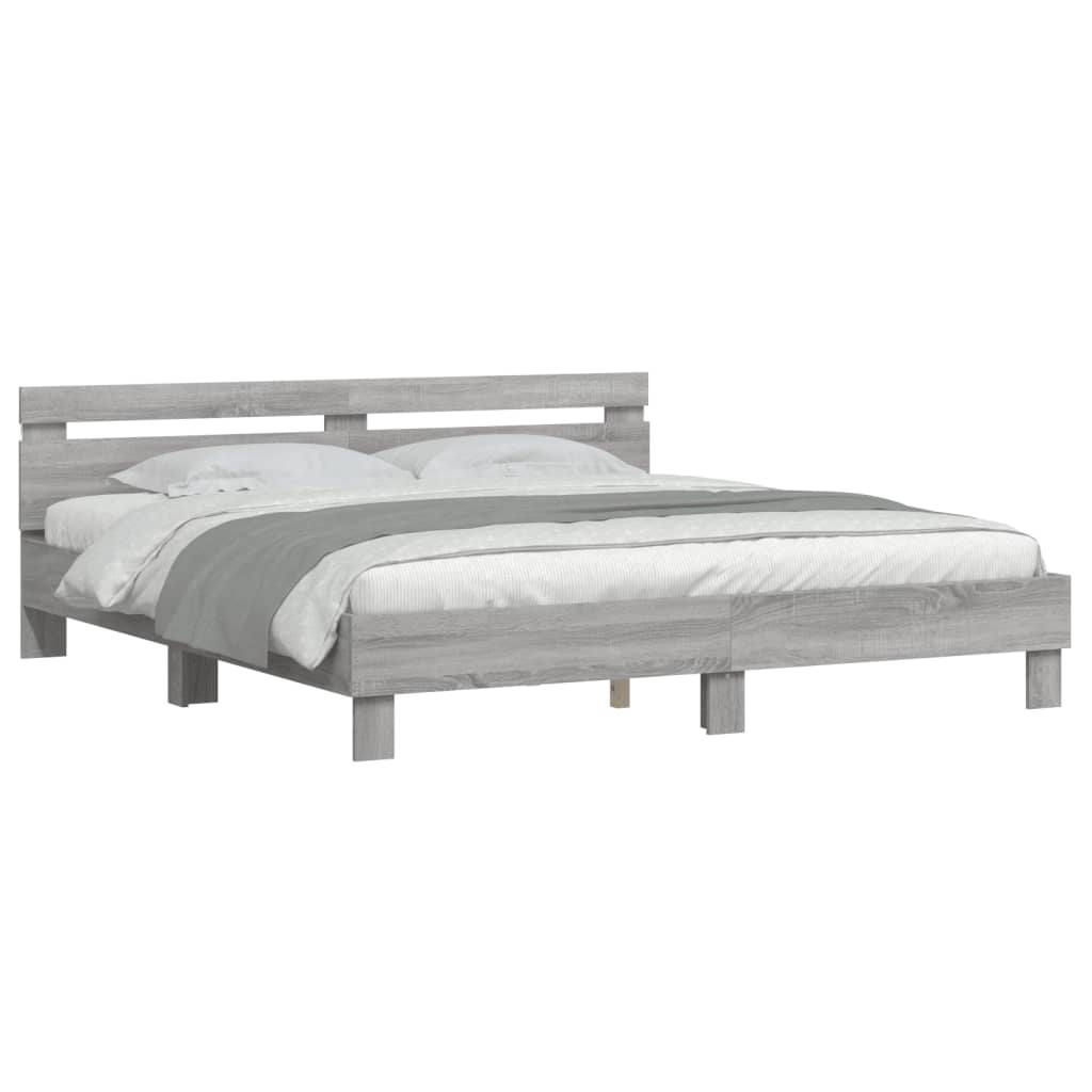 Modern Wooden Emperor Size 2m Bed Frame Base With Headboard & LED Light