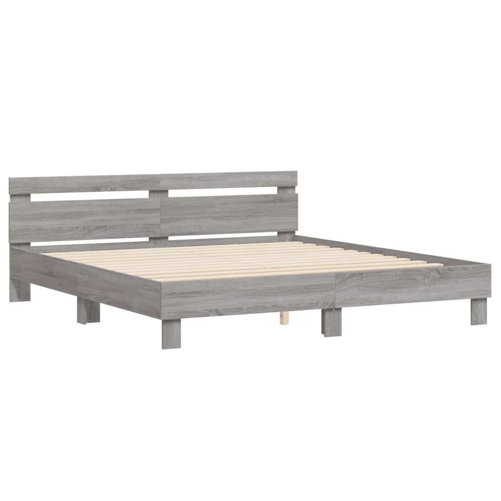 Modern Wooden Emperor Size 2m Bed Frame Base With Headboard & LED Light