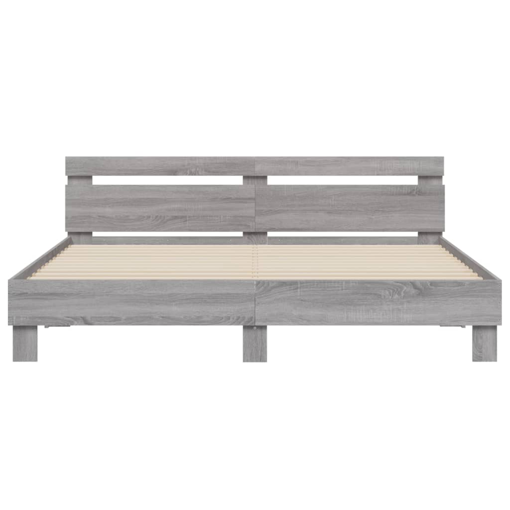 Modern Wooden Emperor Size 2m Bed Frame Base With Headboard & LED Light