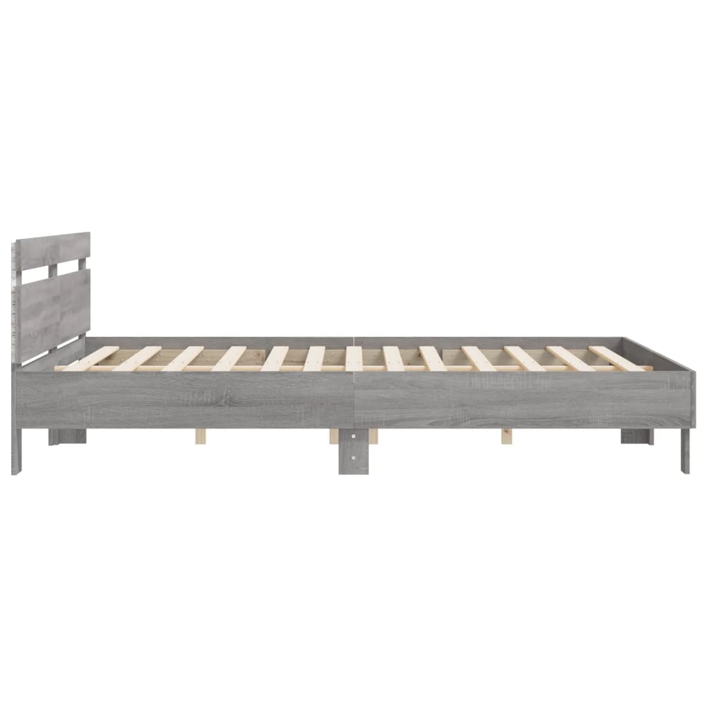 Bed Frame with LED without Mattress Grey Sonoma 200x200 cm