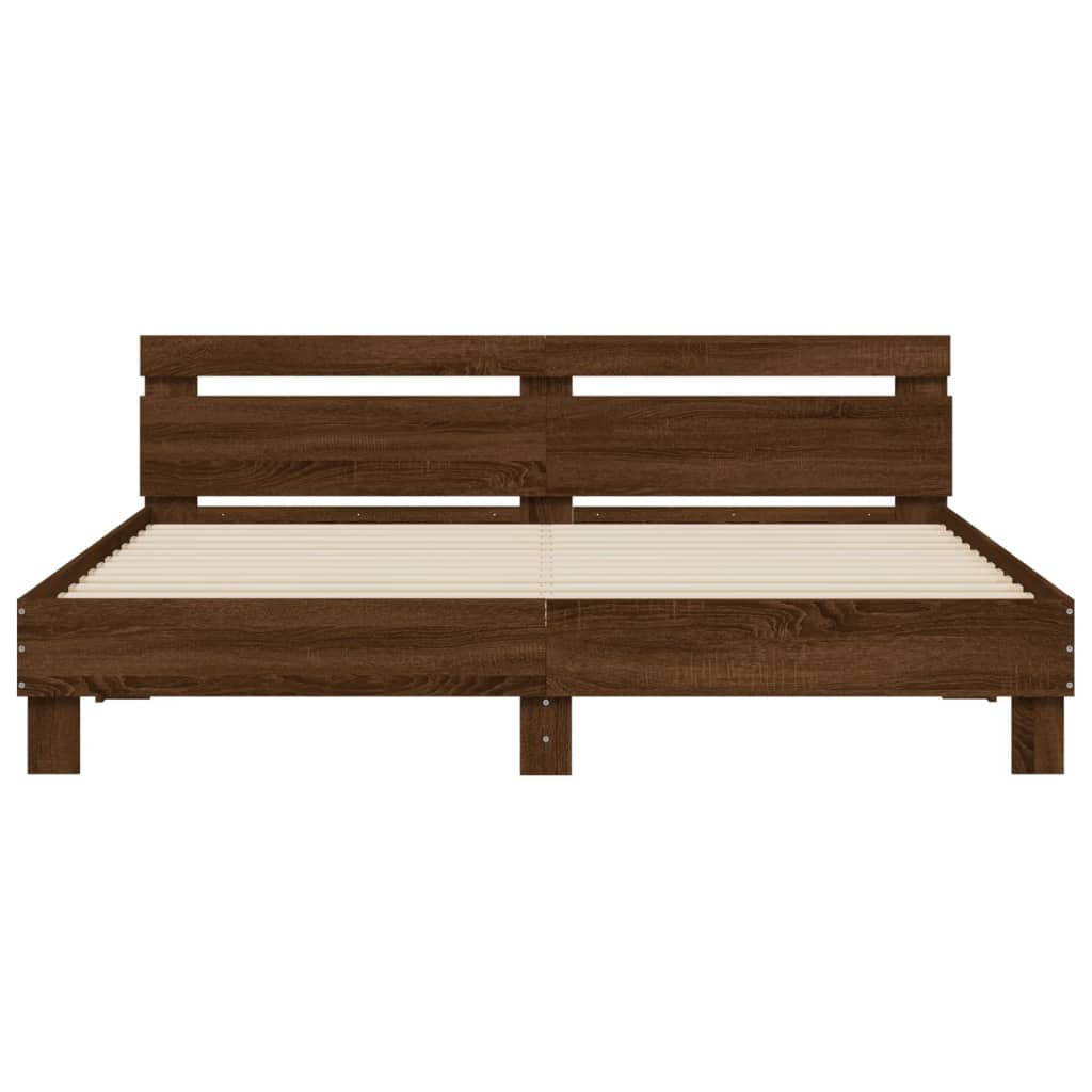 Modern Wooden Emperor Size 2m Bed Frame Base With Headboard & LED Light