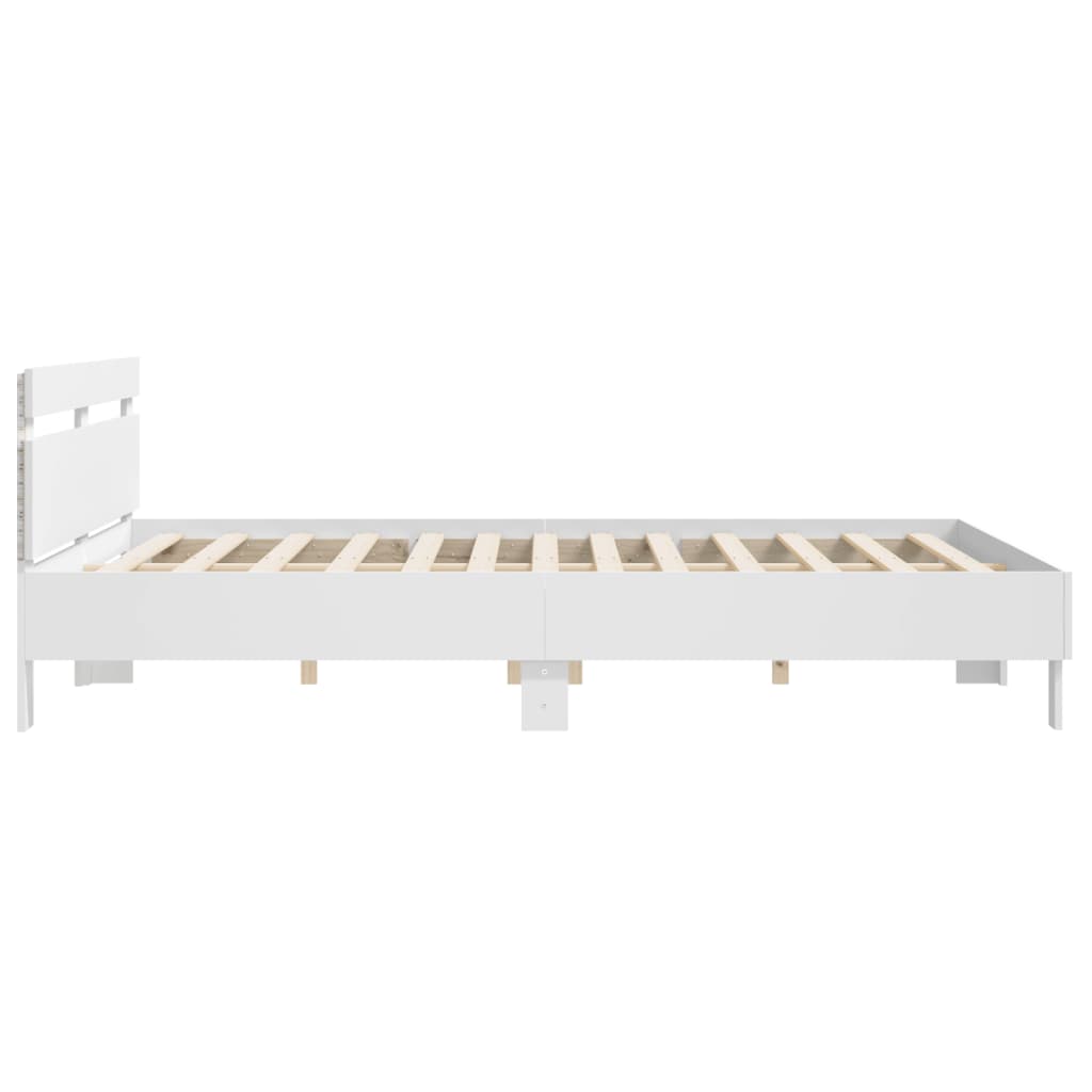 Modern Wooden Super King Size 180cm Bed Frame Base With Headboard & LED Lights