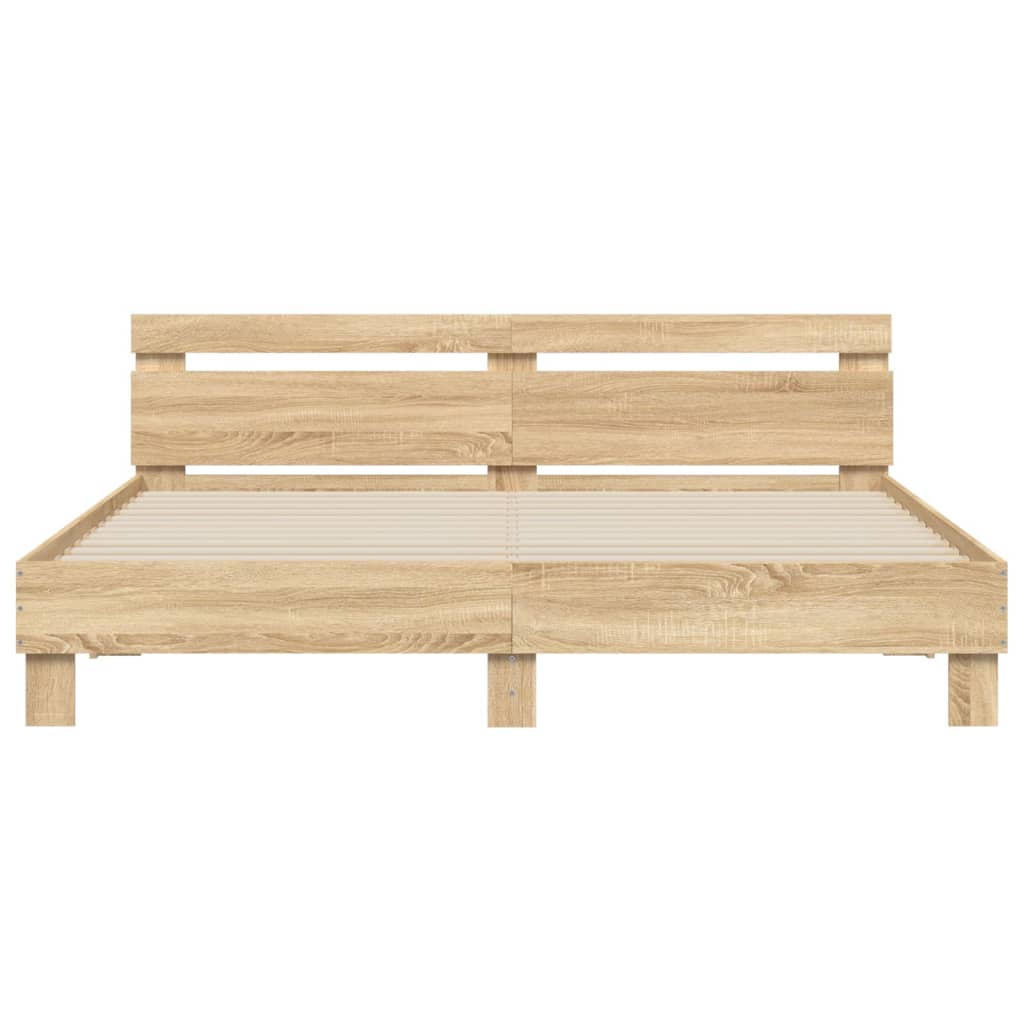 Modern Wooden Super King Size 180cm Bed Frame Base With Headboard & LED Lights