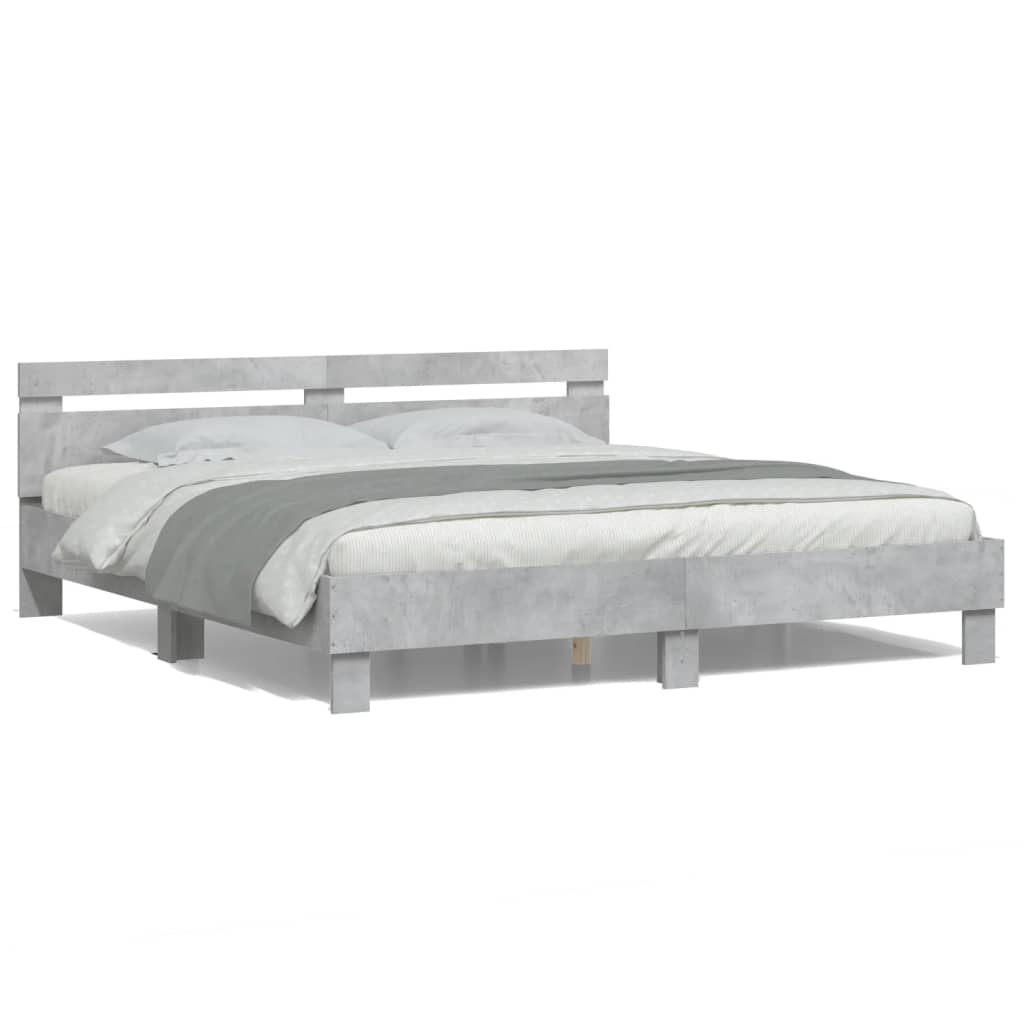 Modern Wooden Super King Size 180cm Bed Frame Base With Headboard & LED Lights