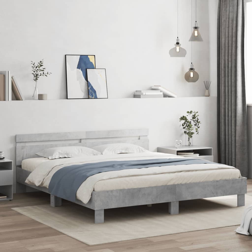 Modern Wooden Super King Size 180cm Bed Frame Base With Headboard & LED Lights