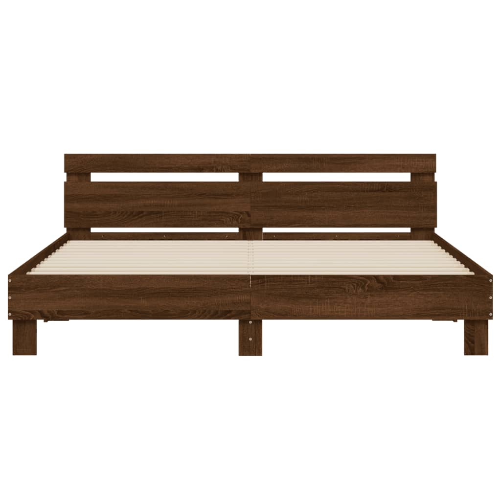 Modern Wooden Super King Size 180cm Bed Frame Base With Headboard & LED Lights