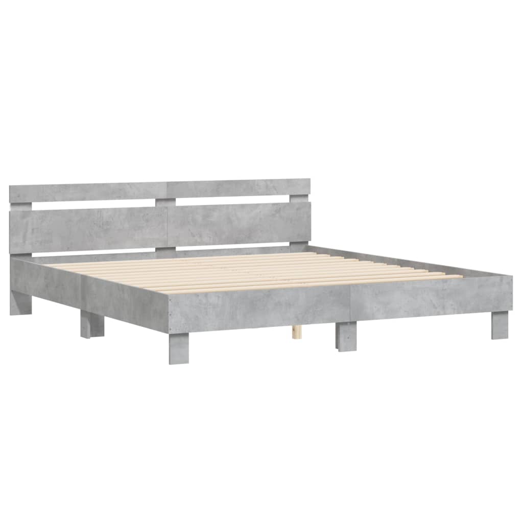 Modern Wooden Queen Size 160cm Bed Frame Base With Headboard & LED Lights