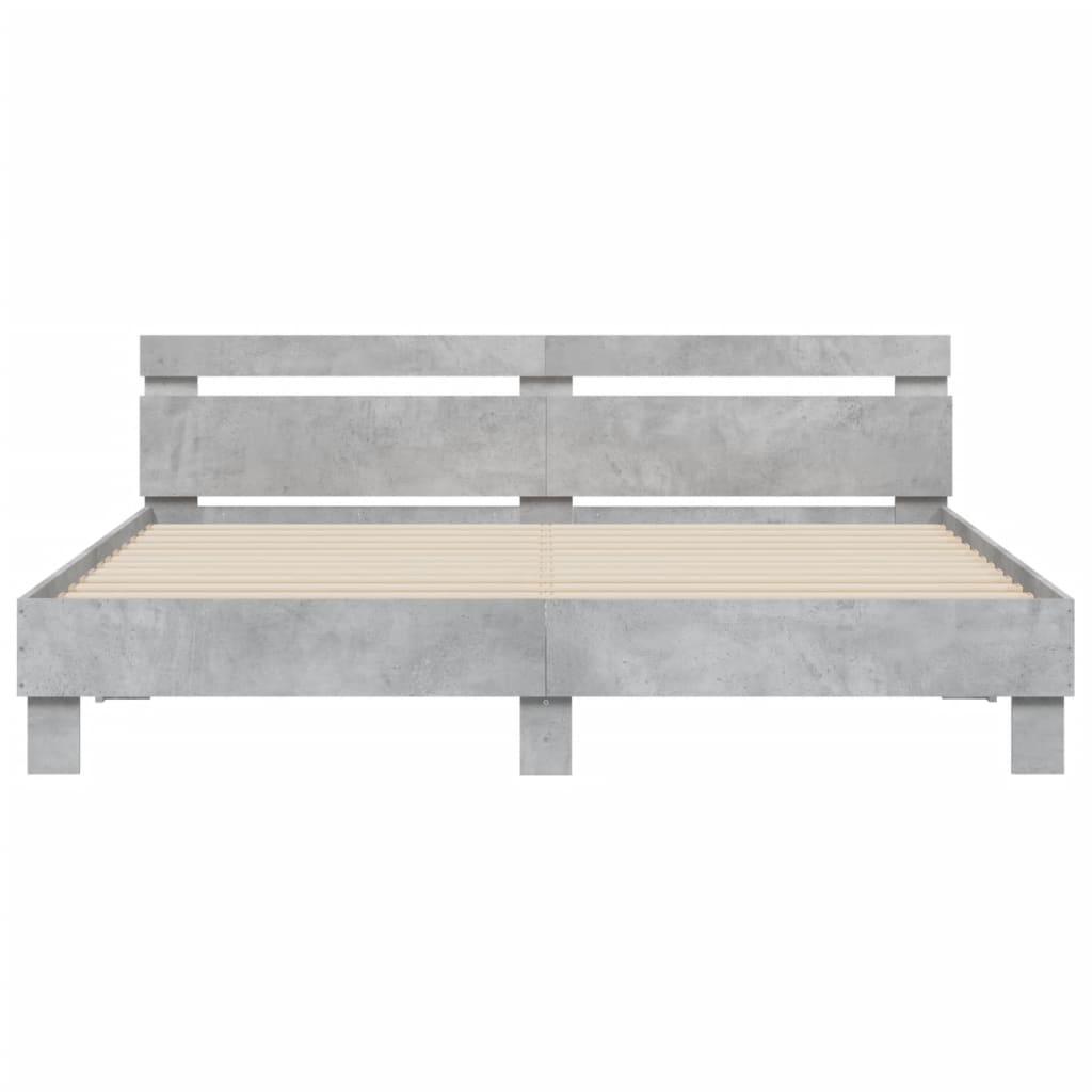 Modern Wooden Queen Size 160cm Bed Frame Base With Headboard & LED Lights