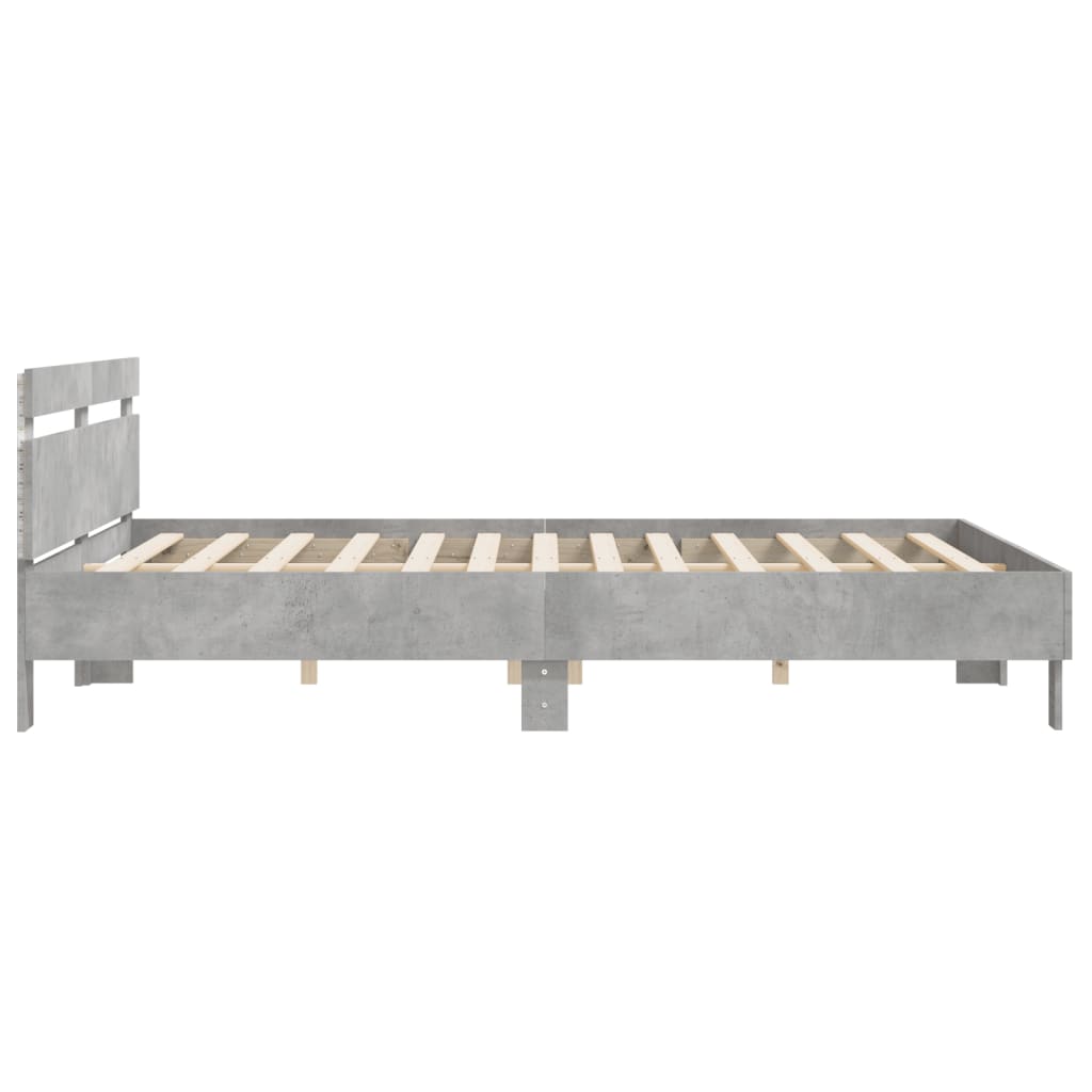 Modern Wooden Queen Size 160cm Bed Frame Base With Headboard & LED Lights