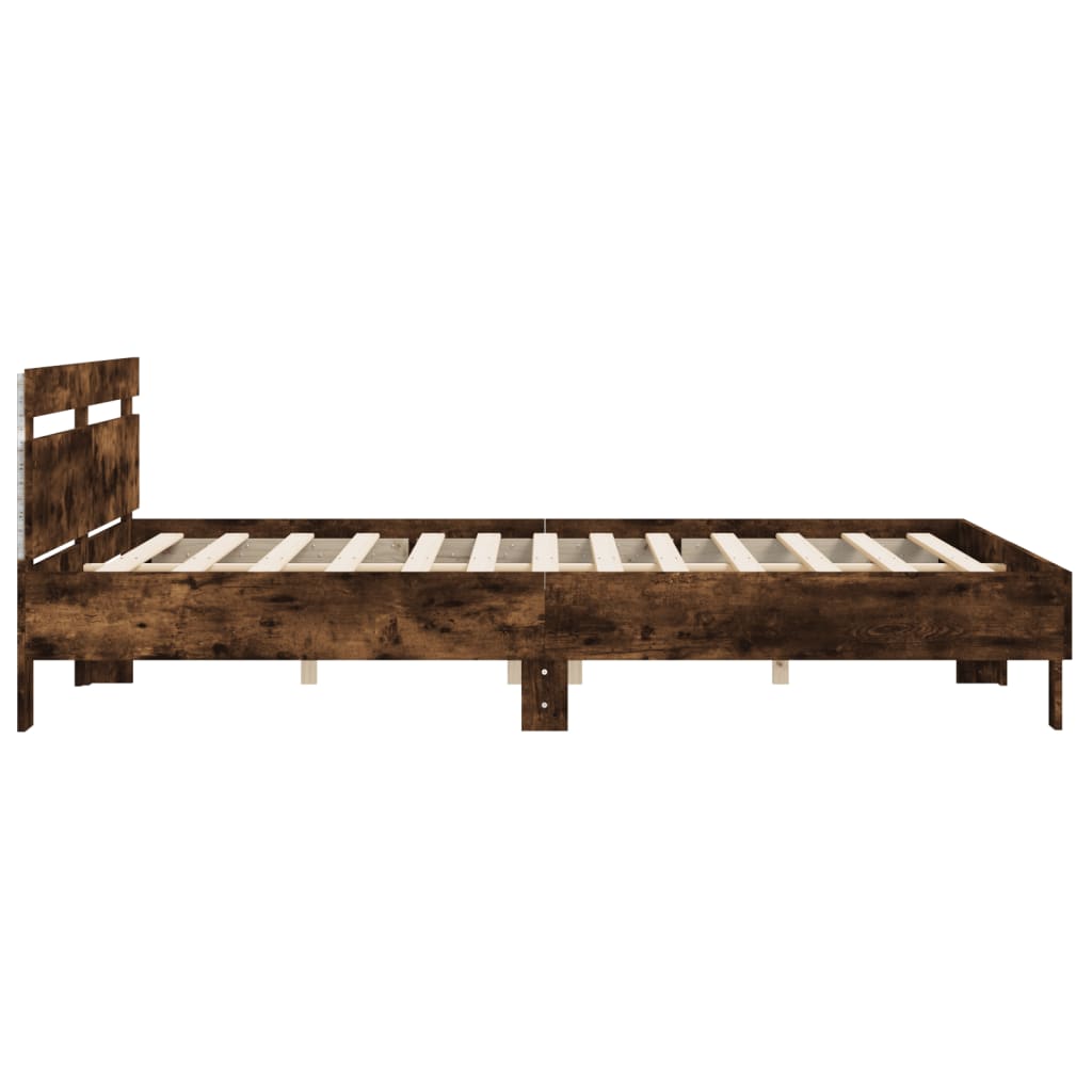 Modern Wooden Queen Size 160cm Bed Frame Base With Headboard & LED Lights