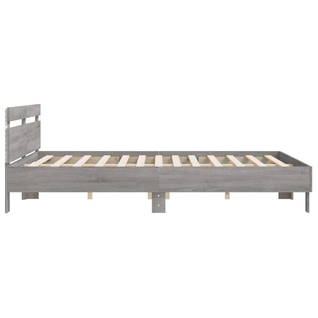 Modern Wooden Queen Size 160cm Bed Frame Base With Headboard & LED Lights