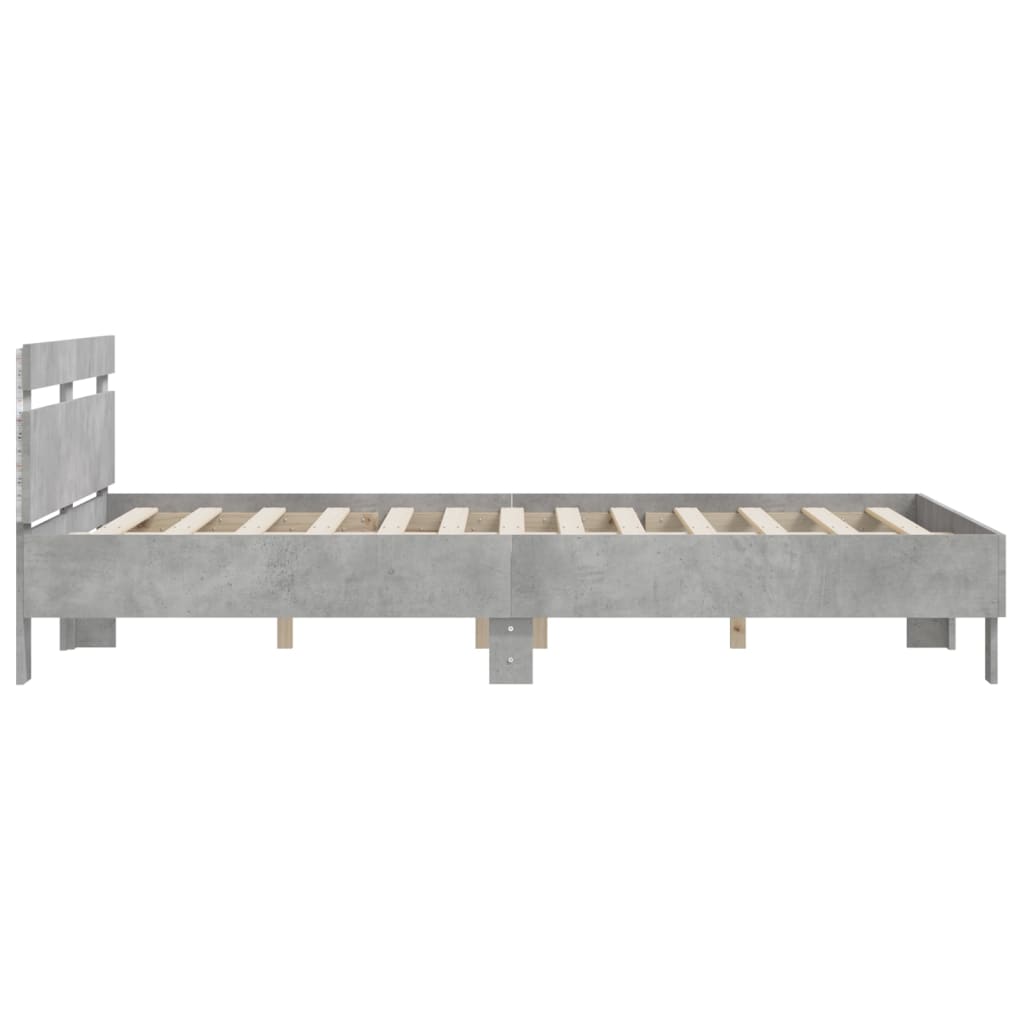 Bed Frame with LED without Mattress Concrete Grey 150x200 cm King Size
