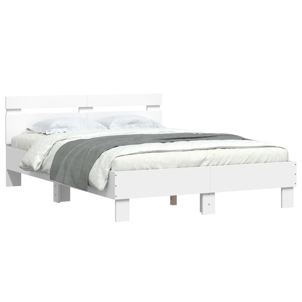 Bed Frame with LED without Mattress White 120x200 cm