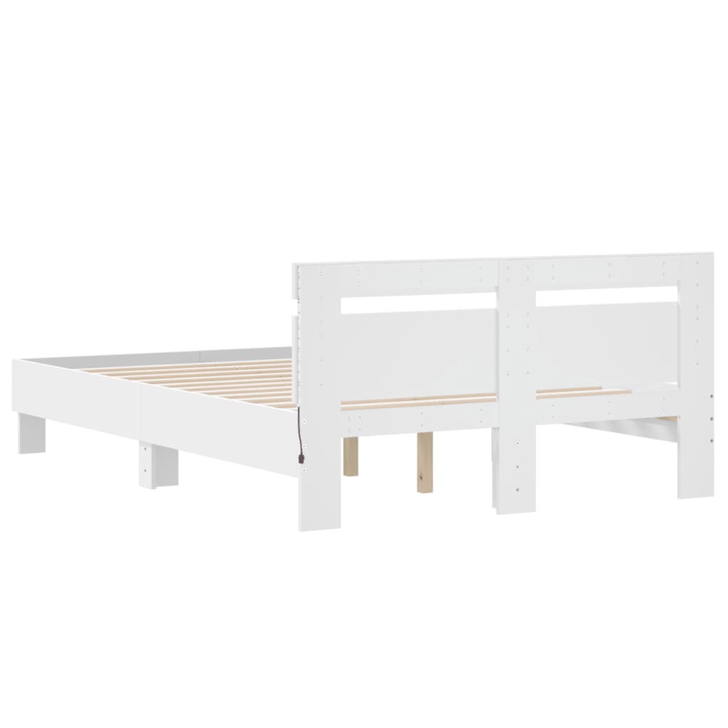 Bed Frame with LED without Mattress White 120x200 cm