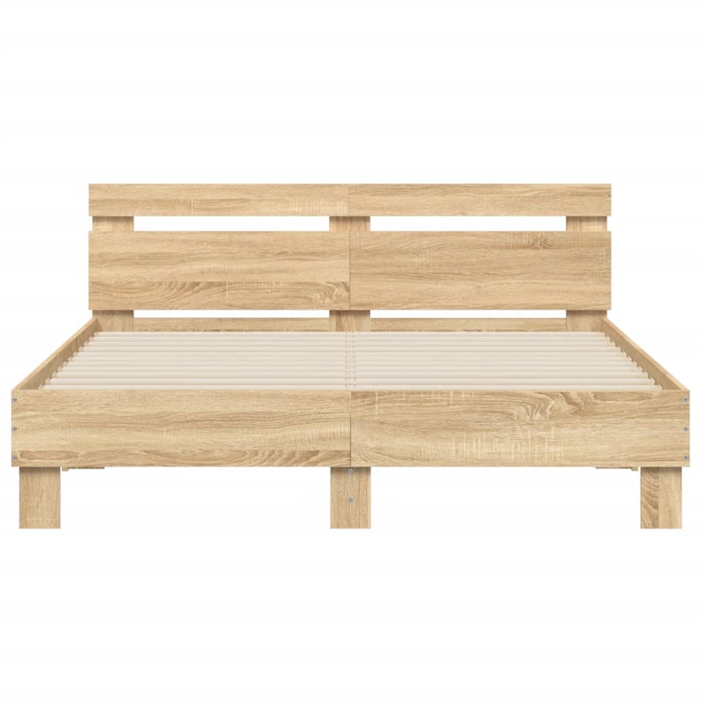 Bed Frame with LED without Mattress Sonoma Oak 140x190 cm