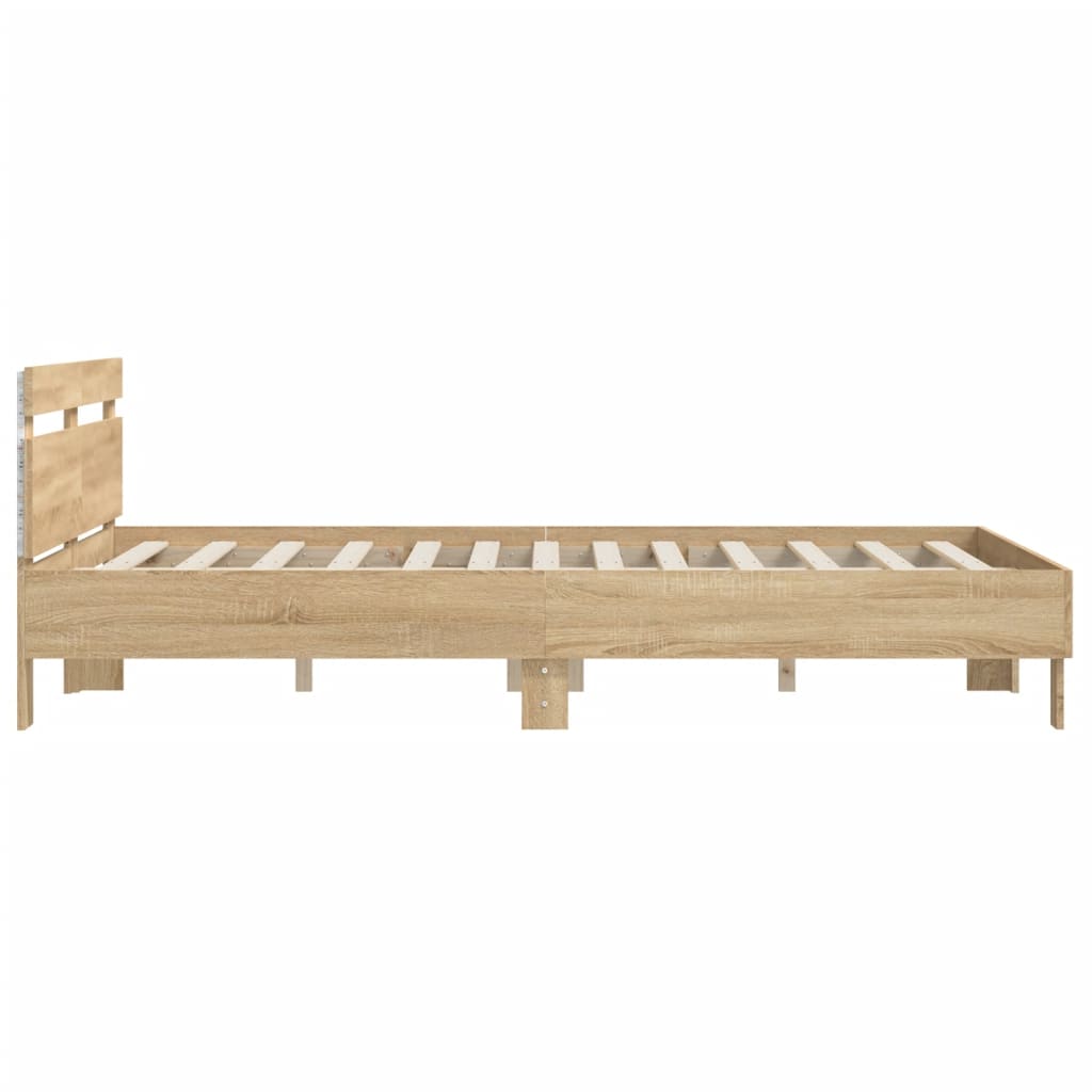 Bed Frame with LED without Mattress Sonoma Oak 140x190 cm