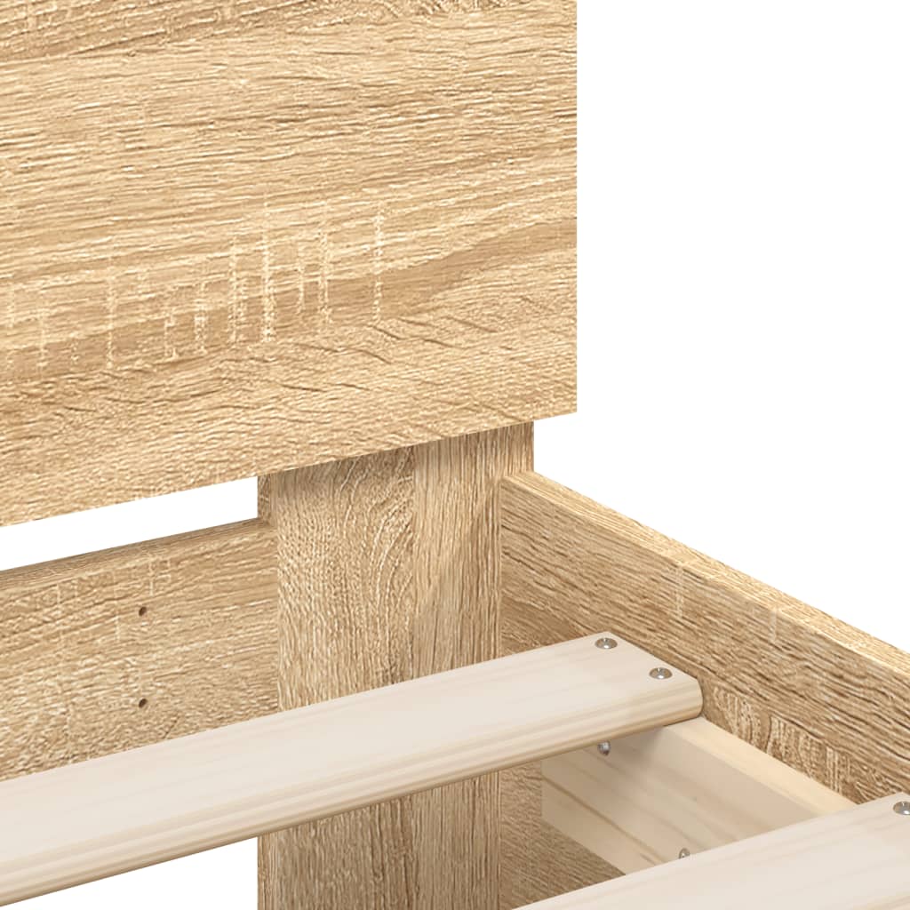 Bed Frame with LED without Mattress Sonoma Oak 120x190 cm Small Double