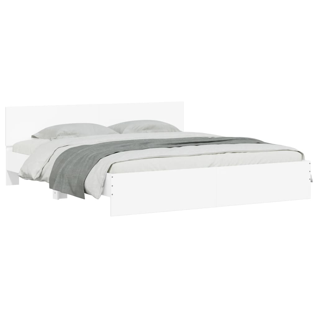 Bed Frame with LED without Mattress White 200x200 cm
