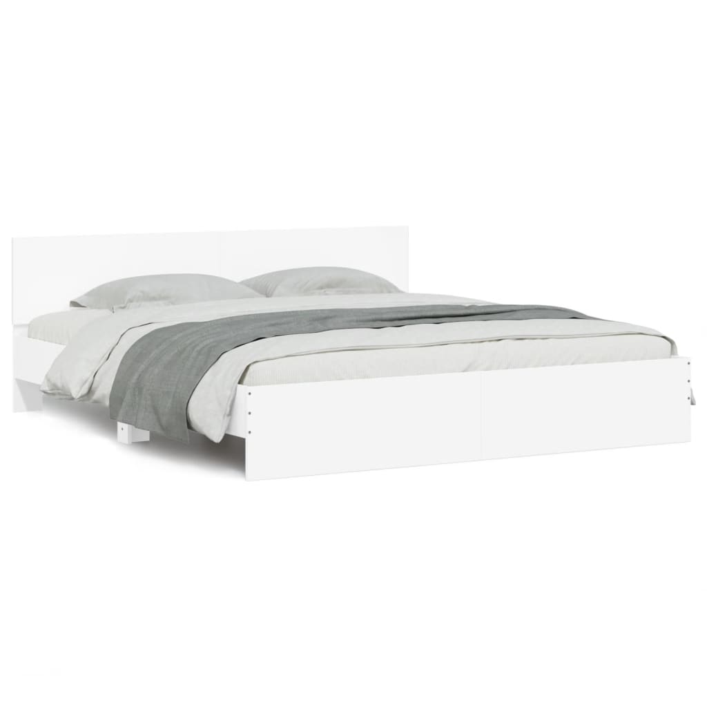 Modern Wooden Emperor Size 2m Bed Frame Base With Headboard & LED Lights