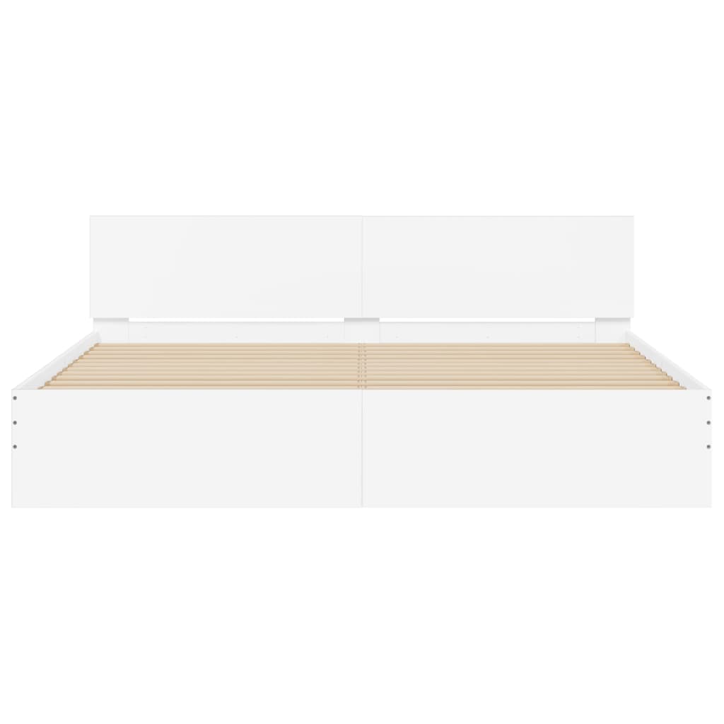 Modern Wooden Emperor Size 2m Bed Frame Base With Headboard & LED Lights