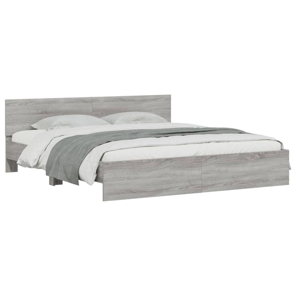 Modern Wooden Emperor Size 2m Bed Frame Base With Headboard & LED Lights