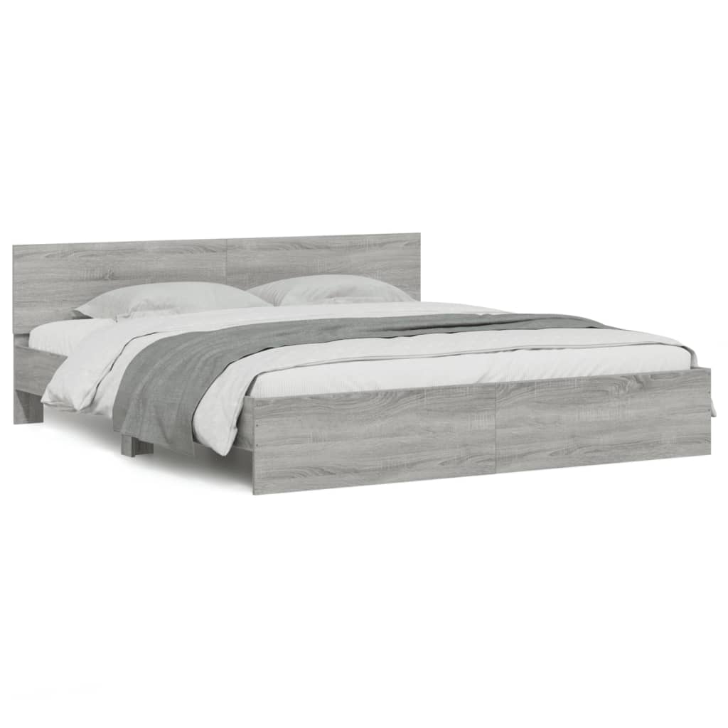 Modern Wooden Emperor Size 2m Bed Frame Base With Headboard & LED Lights
