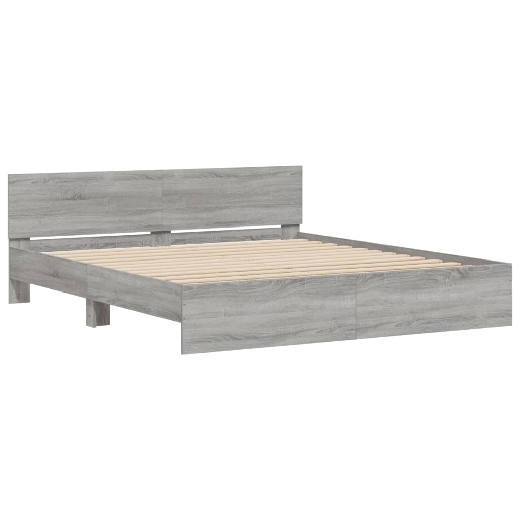 Modern Wooden Emperor Size 2m Bed Frame Base With Headboard & LED Lights