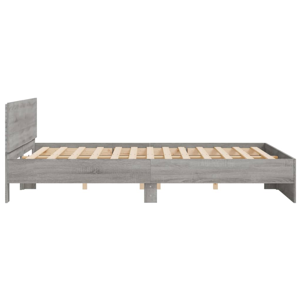 Modern Wooden Emperor Size 2m Bed Frame Base With Headboard & LED Lights