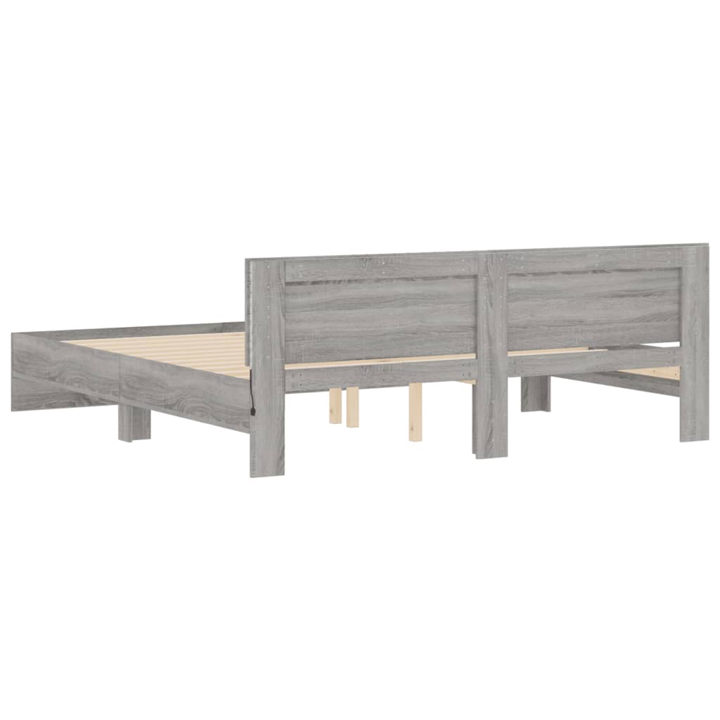Modern Wooden Emperor Size 2m Bed Frame Base With Headboard & LED Lights