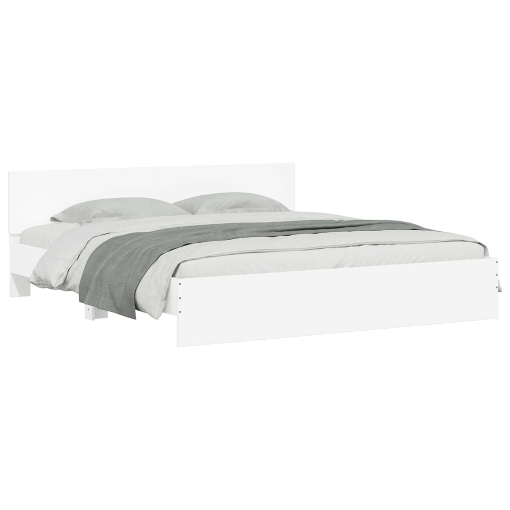 Modern Wooden Super King Size 180cm Bed Frame Base With Headboard & LED Lights