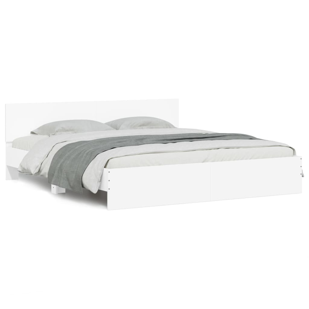 Modern Wooden Super King Size 180cm Bed Frame Base With Headboard & LED Lights