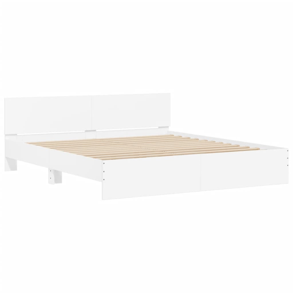 Modern Wooden Super King Size 180cm Bed Frame Base With Headboard & LED Lights