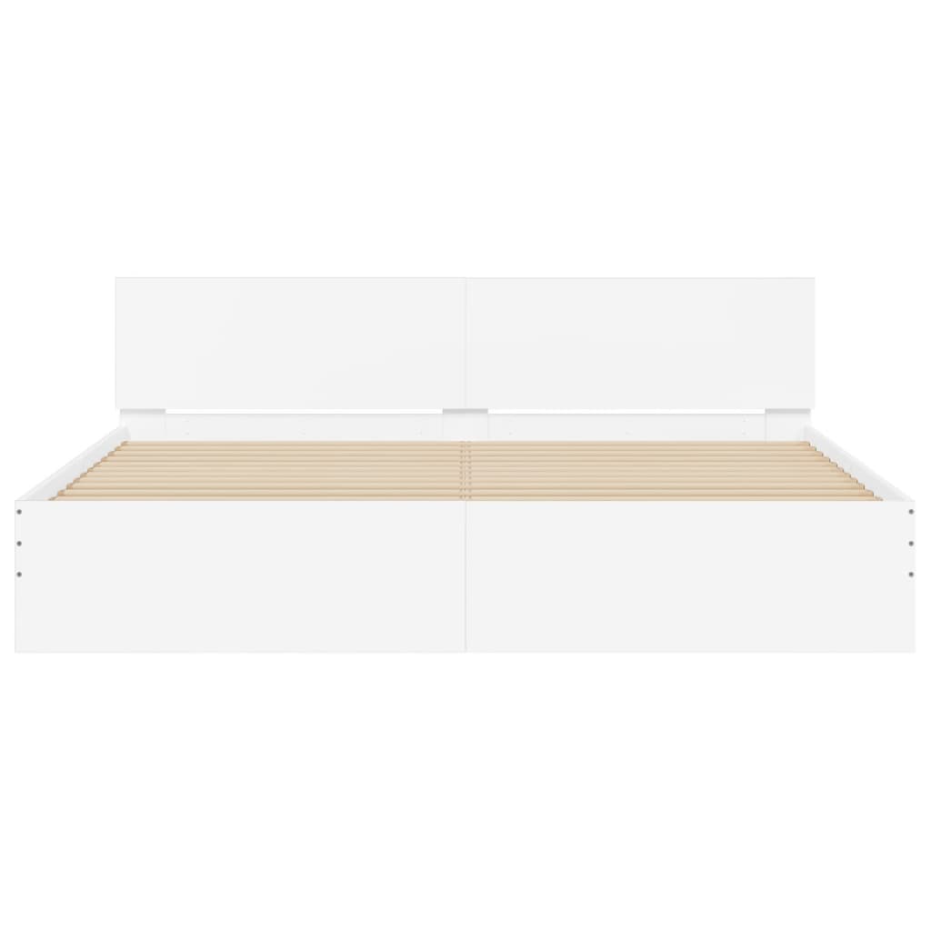 Modern Wooden Super King Size 180cm Bed Frame Base With Headboard & LED Lights
