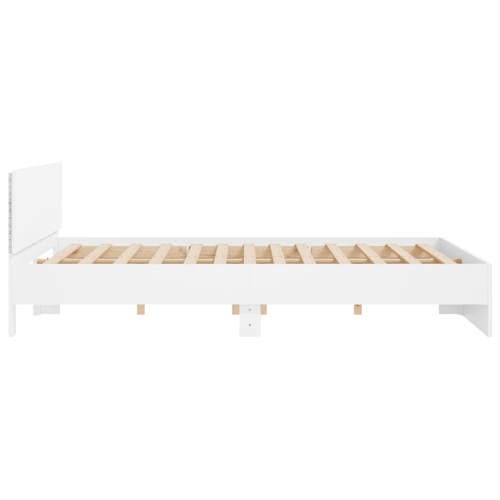 Modern Wooden Super King Size 180cm Bed Frame Base With Headboard & LED Lights
