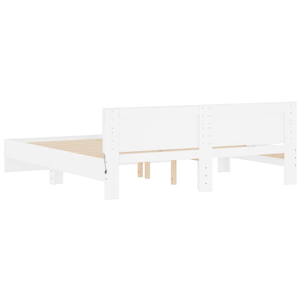 Modern Wooden Super King Size 180cm Bed Frame Base With Headboard & LED Lights