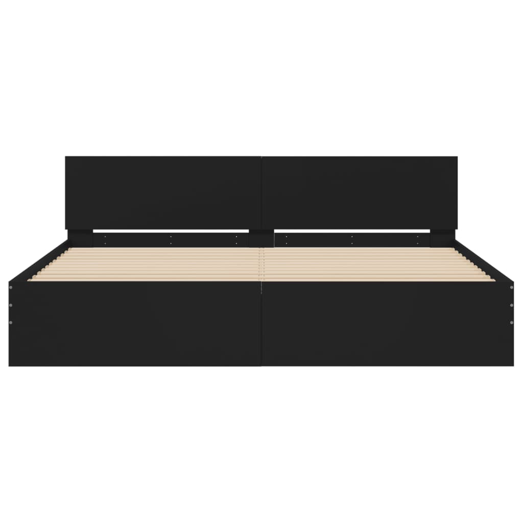 Modern Wooden Super King Size 180cm Bed Frame Base With Headboard & LED Lights