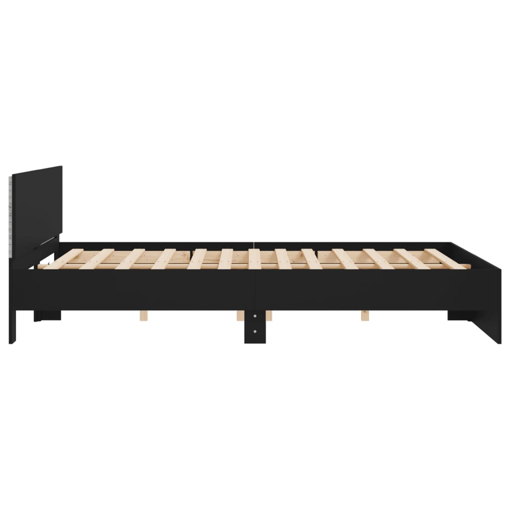 Modern Wooden Super King Size 180cm Bed Frame Base With Headboard & LED Lights