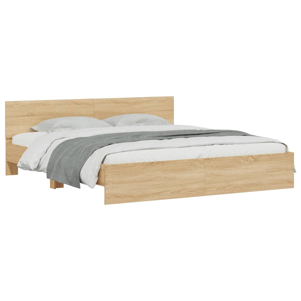 Bed Frame with LED without Mattress Sonoma Oak 180x200 cm Super King