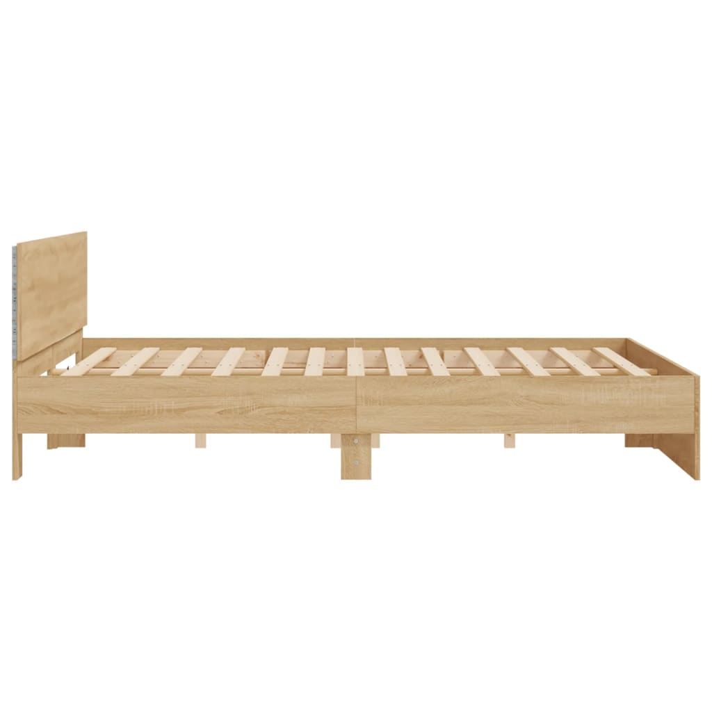Bed Frame with LED without Mattress Sonoma Oak 180x200 cm Super King